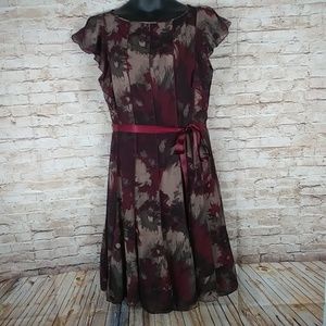 Sandra Darren Size 14 Burgundy Color Two Piece Slip Dress and Cover